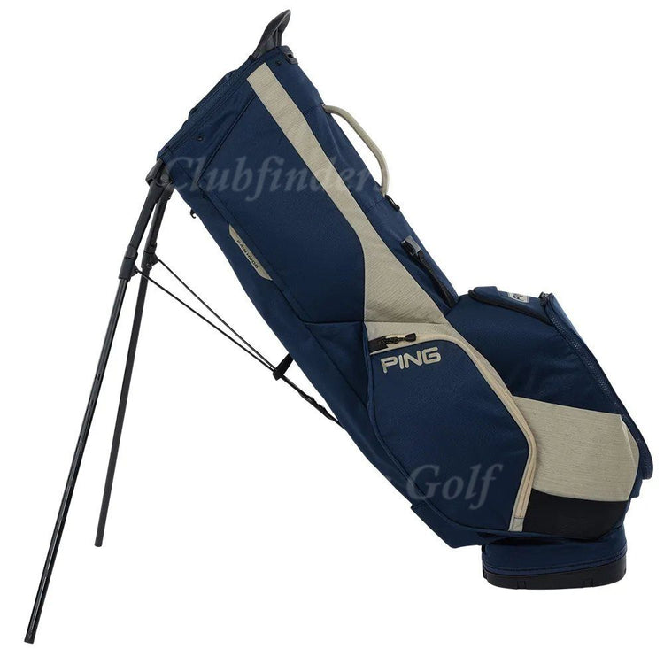 NEW Ping Hoofer Navy/Sand 5-Way Golf Stand Bag w/ Raincover