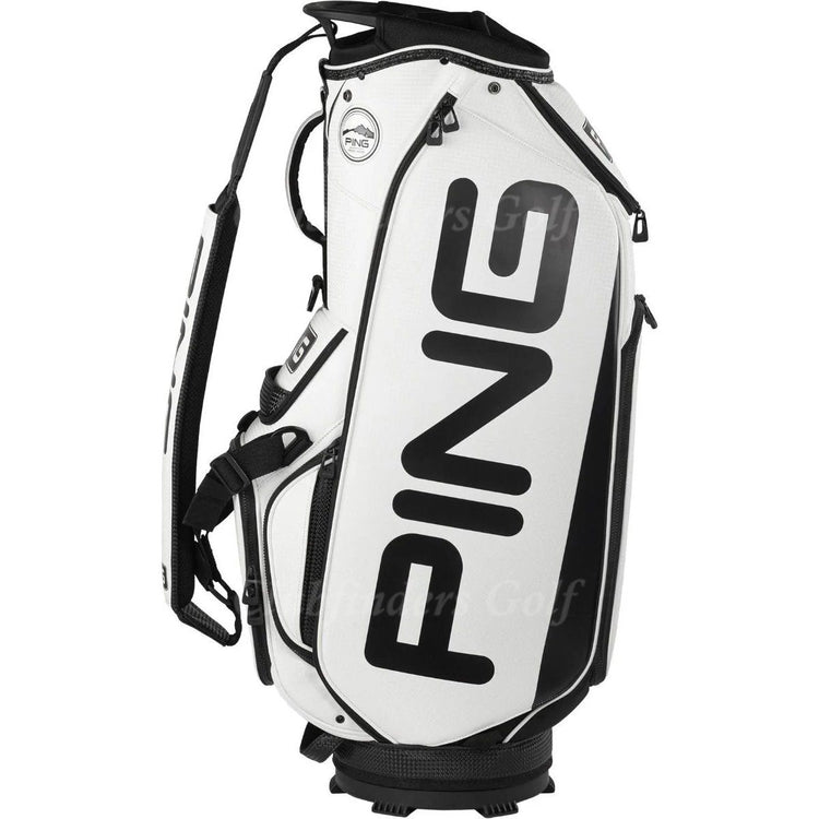NEW Ping Tour White/Black 6-Way Golf Staff Bag w/ Raincover