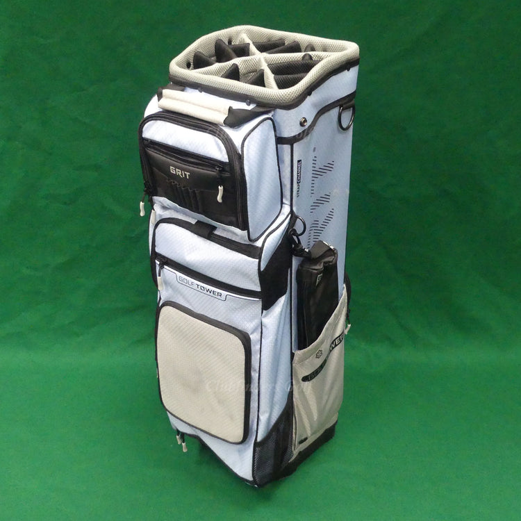Grit Golf Tower Black/Light Blue/Grey 15-Way Golf Cart Bag w/ Raincover