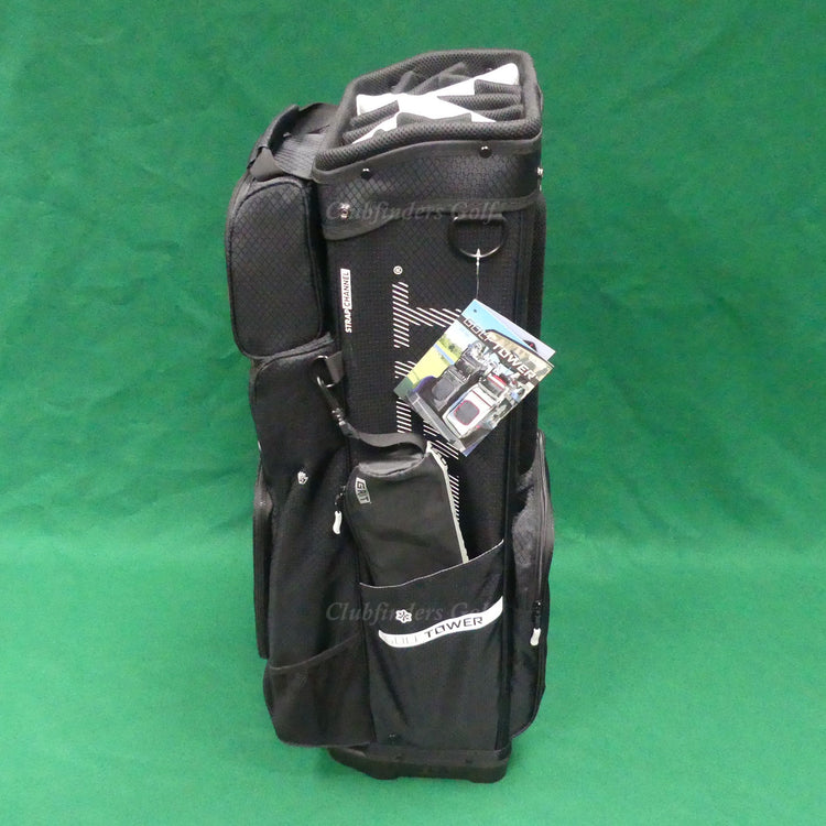 NEW Grit Golf Tower Black/White 15-Way Golf Cart Bag w/ Raincover