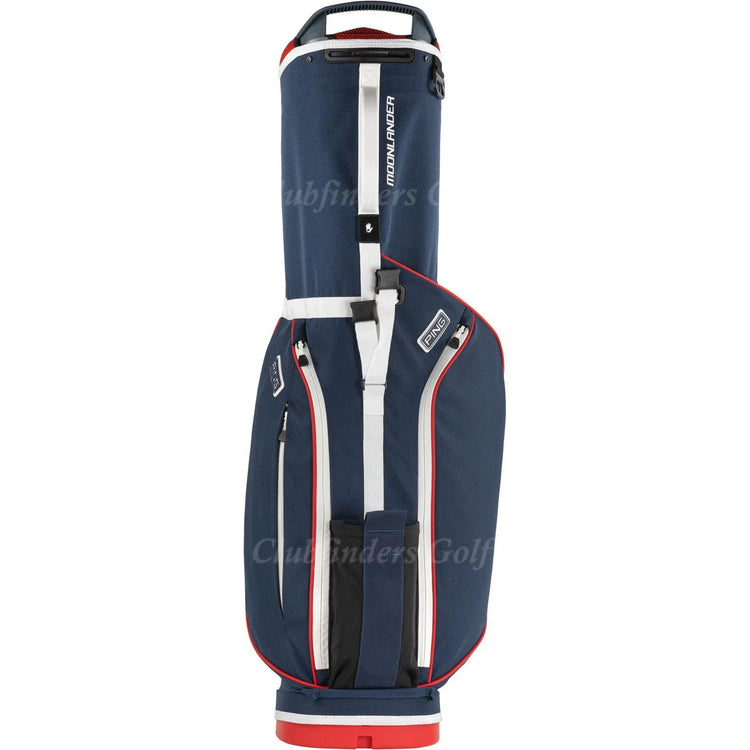 NEW Ping Moonlander Navy/Red/White 4-Way Golf Stand Bag w/ Raincover