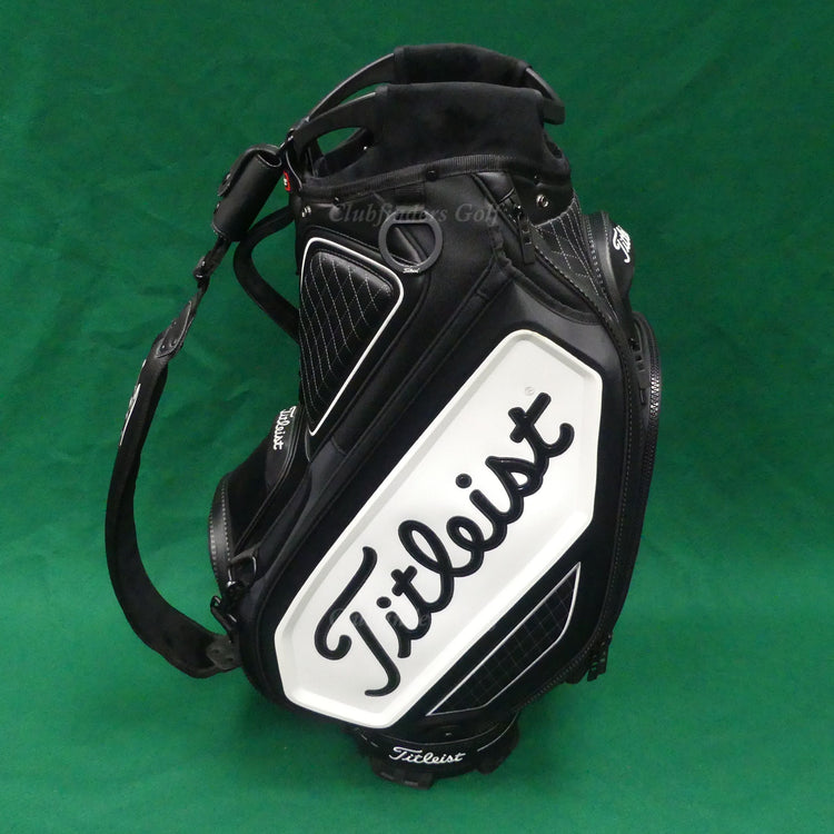 Titleist Tour 9.5" OD Black/White 5-Way Golf Staff Bag w/ Raincover