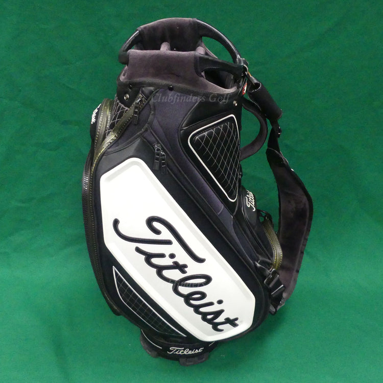 Titleist Tour 9.5" OD Black/White 5-Way Golf Staff Bag w/ Raincover