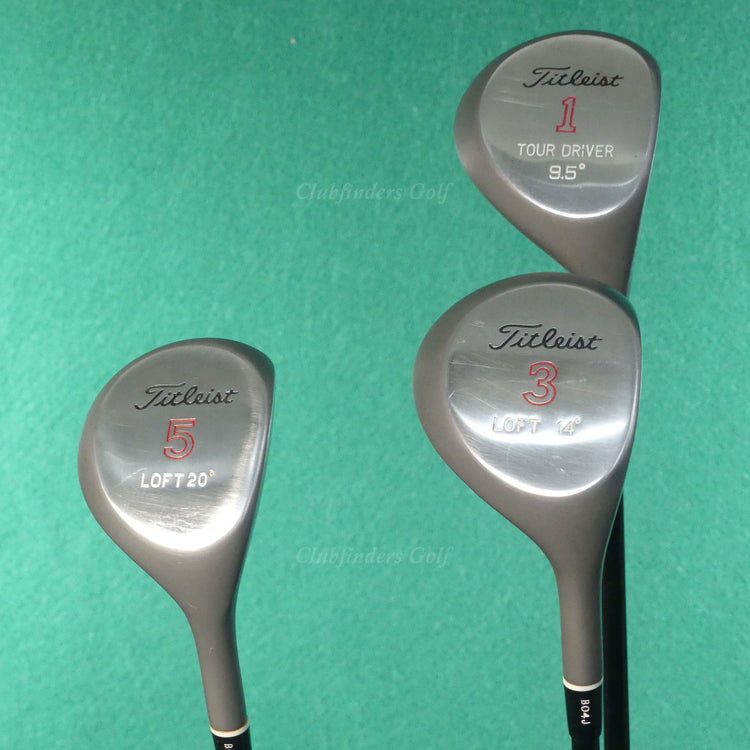 VINTAGE Titleist Metal Wood 9.5° Tour Driver, 3 & 5 Woods Graphite Firm SET OF 3