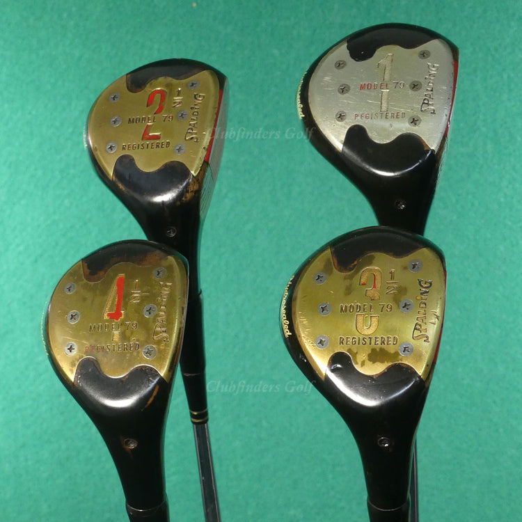 VINTAGE Spalding Model 79 Persimmon 1, 2.5, 3.5, 4.5 Woods Steel Medium SET OF 4
