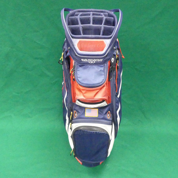 Sun Mountain Maverick 14-Way USA Blue/White/Red Golf Cart Bag w/ Raincover