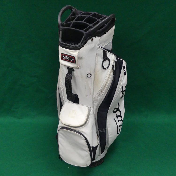 Titleist Cart 14 White/Black 14-Way Golf Cart Bag w/ Raincover *READ*