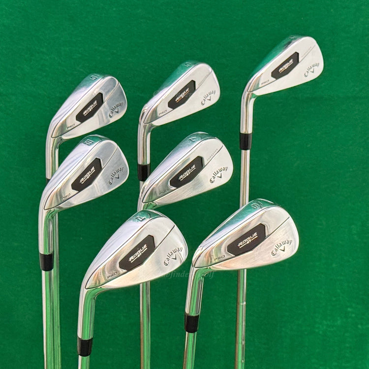 LH Callaway Rogue ST Pro 4-PW Iron Set NS Pro Modus 3 Tour 105 Steel Extra Stiff