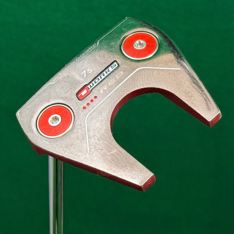LH Odyssey O-Works 7s Red 35" Slant Neck Putter Golf Club W/ Super Stroke