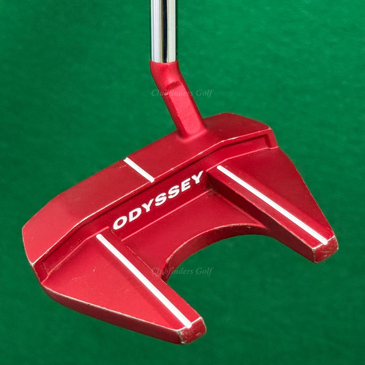 LH Odyssey O-Works 7s Red 35" Slant Neck Putter Golf Club W/ Super Stroke