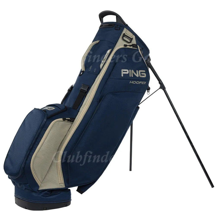 NEW Ping Hoofer Navy/Sand 5-Way Golf Stand Bag w/ Raincover