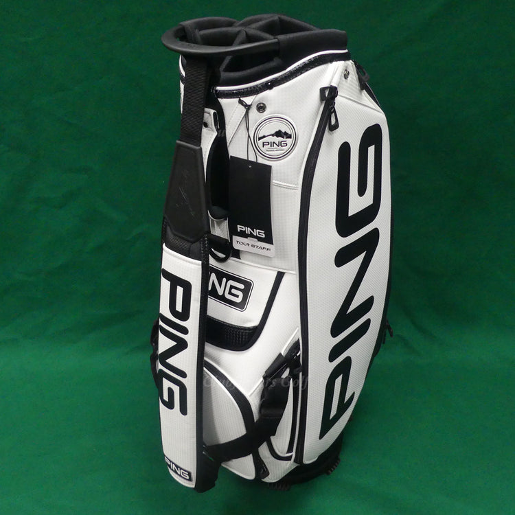 NEW Ping Tour White/Black 6-Way Golf Staff Bag w/ Raincover