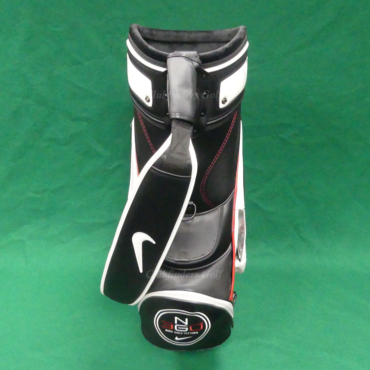 Nike NG 360 Golf Fitting Black/White/Red Golf Staff Bag w/ Raincover