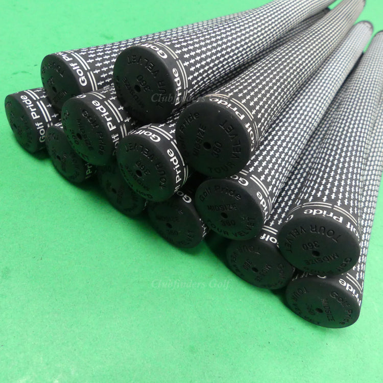 Golf Pride Tour Velvet 360 White/Black Midsize Pulled Iron/Wood Grips LOT OF 13
