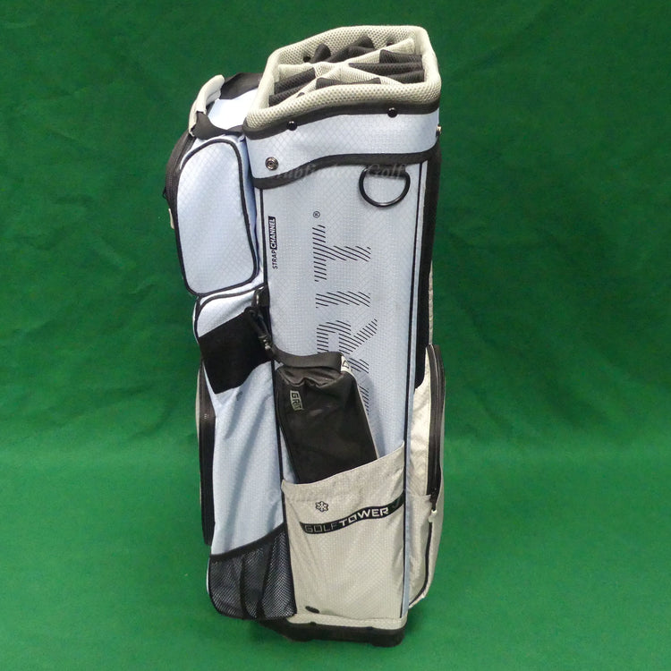 Grit Golf Tower Black/Light Blue/Grey 15-Way Golf Cart Bag w/ Raincover