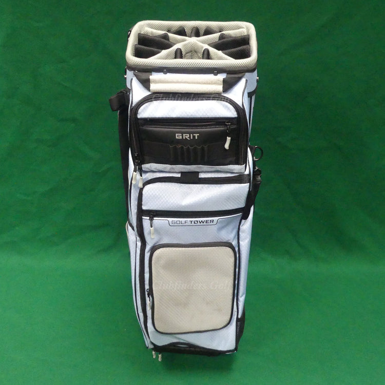 Grit Golf Tower Black/Light Blue/Grey 15-Way Golf Cart Bag w/ Raincover