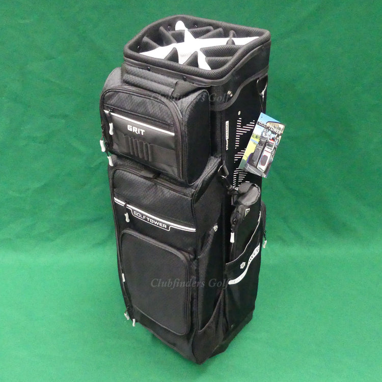 NEW Grit Golf Tower Black/White 15-Way Golf Cart Bag w/ Raincover