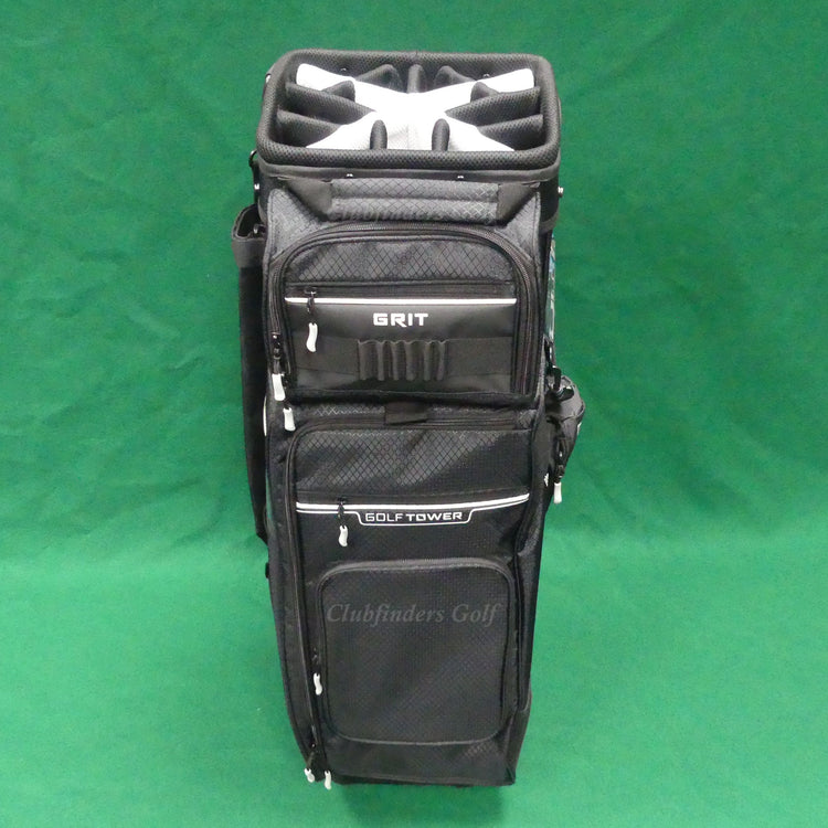 NEW Grit Golf Tower Black/White 15-Way Golf Cart Bag w/ Raincover