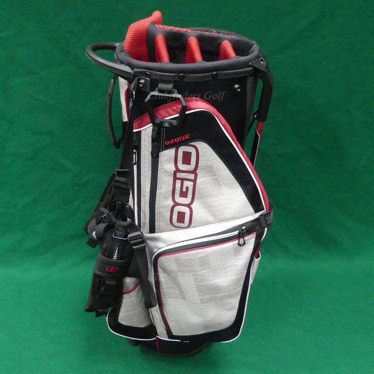 Ogio 2014 Ozone Gray/Red/Black 8-Way Golf Stand Bag w/ Raincover