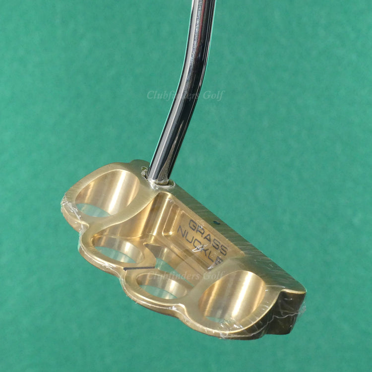 NEW Grass Nuckles Brass Single-Bend 35" Putter Golf Club w/ Headcover