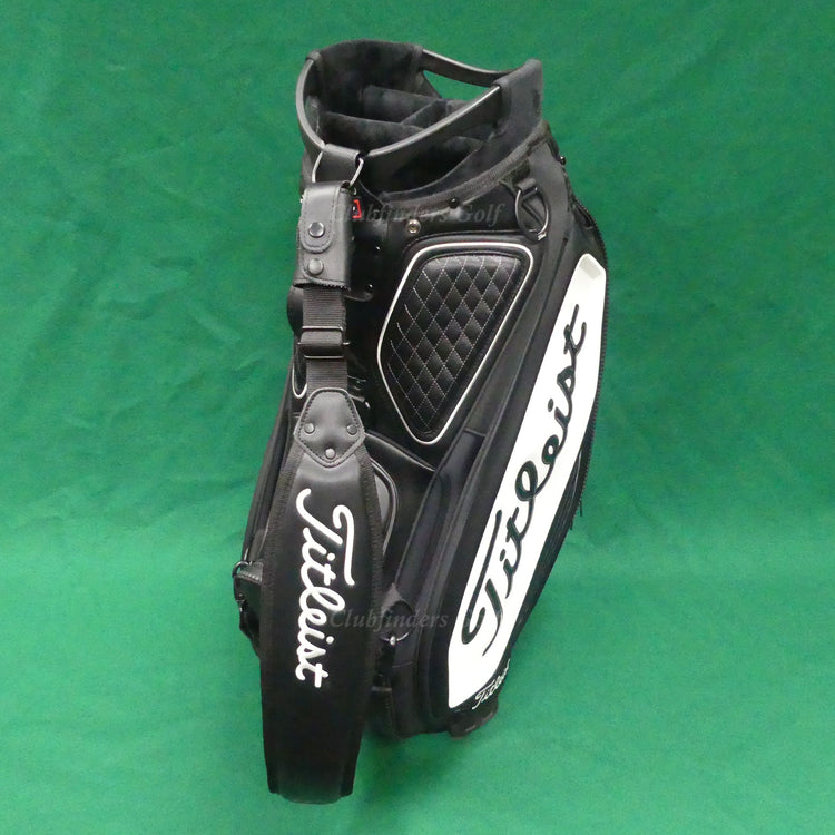 Titleist Tour 9.5" OD Black/White 5-Way Golf Staff Bag w/ Raincover