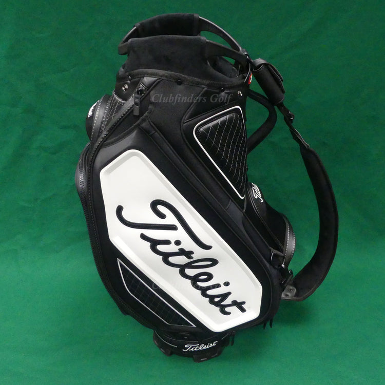 Titleist Tour 9.5" OD Black/White 5-Way Golf Staff Bag w/ Raincover