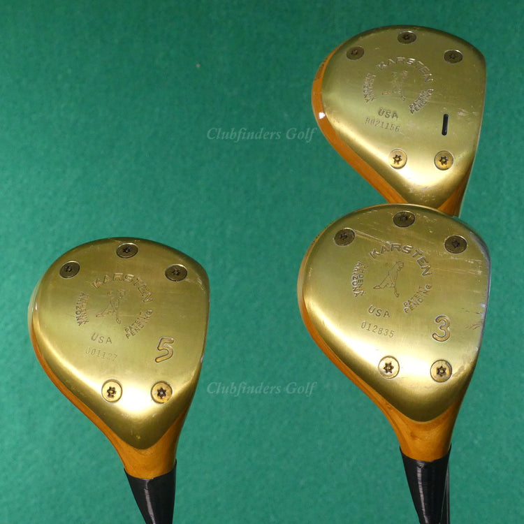 Ping Zing Blonde Laminated 1, 3 & 5 Woods Karsten KT-M Steel Stiff & HC SET OF 3