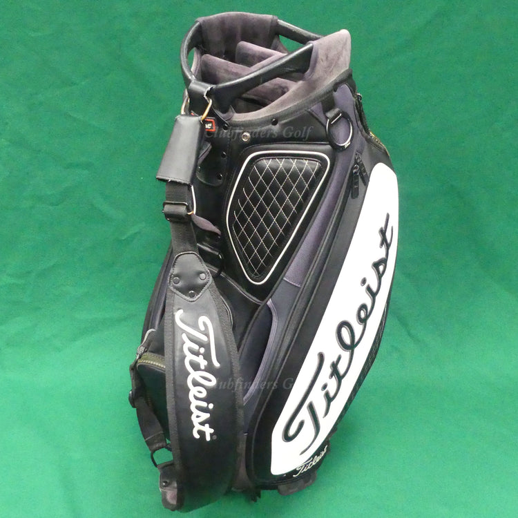 Titleist Tour 9.5" OD Black/White 5-Way Golf Staff Bag w/ Raincover