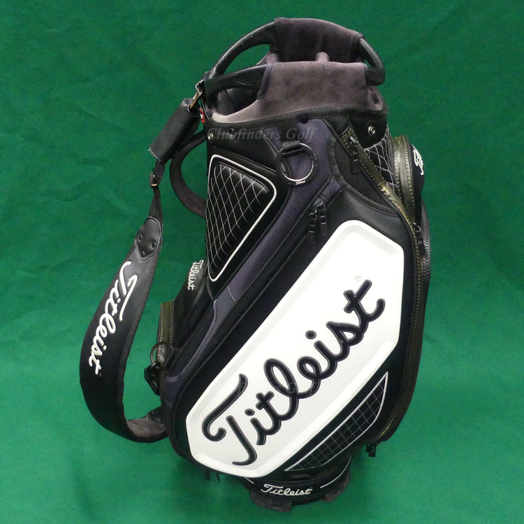 Titleist Tour 9.5" OD Black/White 5-Way Golf Staff Bag w/ Raincover