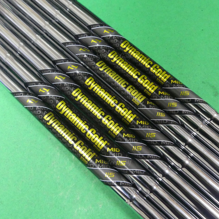 True Temper Dynamic Gold Mid 115 S300 .355 Stiff Pulled Iron Shafts SET OF 7