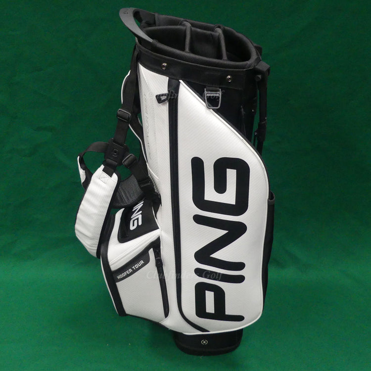 Ping Hoofer Tour White / Black 5-Way Gold Stand Bag w/ Raincover *READ*
