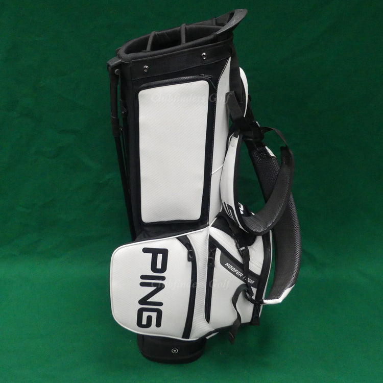 Ping Hoofer Tour White / Black 5-Way Gold Stand Bag w/ Raincover *READ*