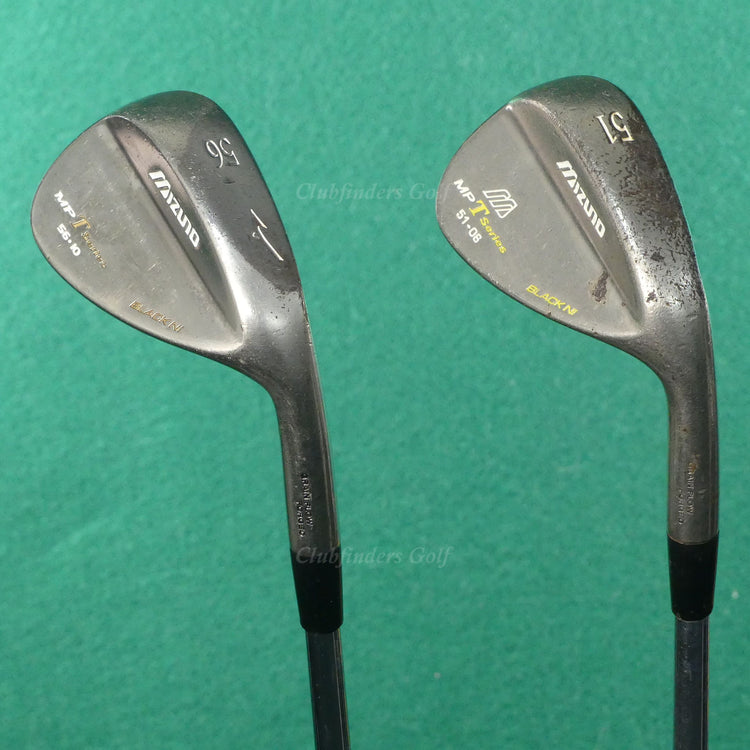 Mizuno MP T Series Black Ni 51° Gap & 56° Sand Wedges Stepped Steel SET OF 2
