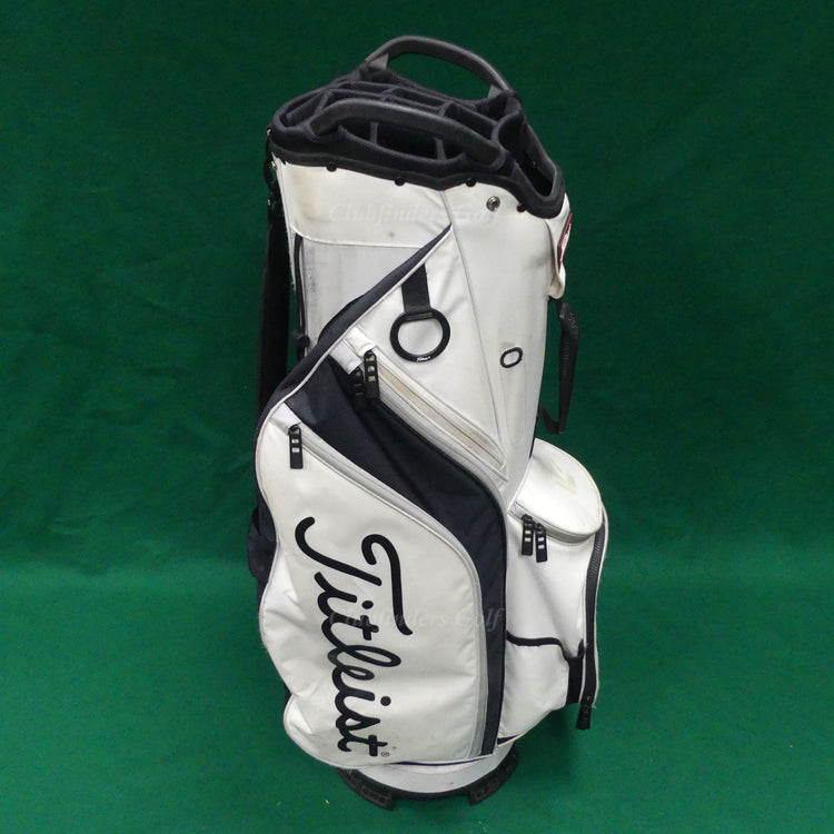 Titleist Cart 14 White/Black 14-Way Golf Cart Bag w/ Raincover *READ*