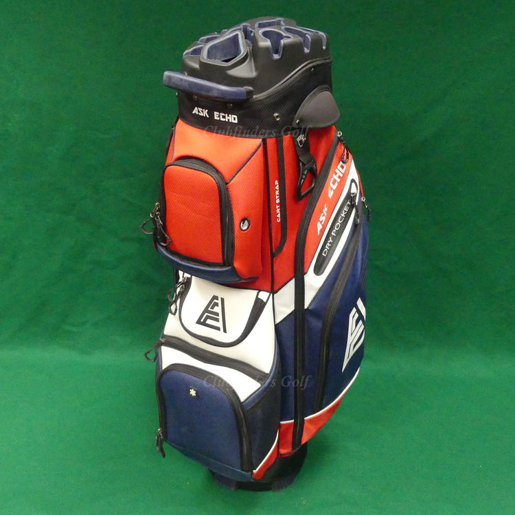 Ask Echo T-Lock 2.0 Navy/Red/White 14-Way Golf Cart Bag w/ Raincover