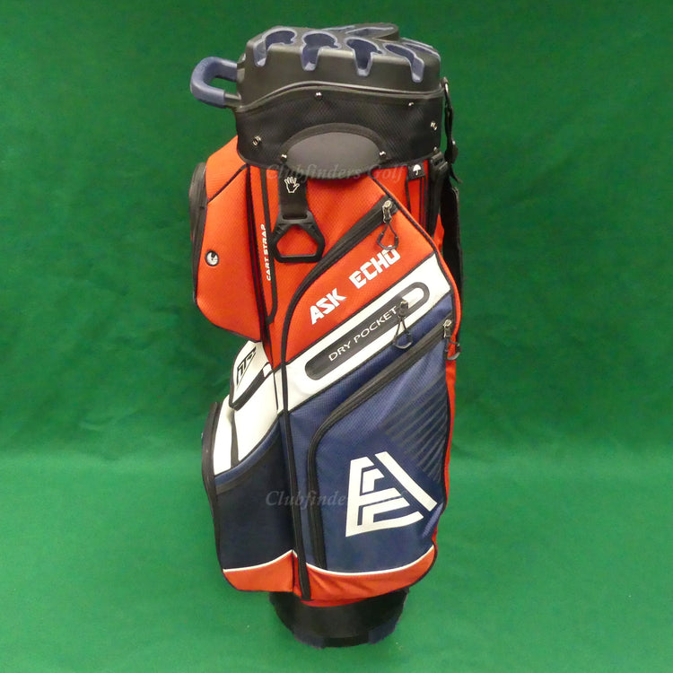 Ask Echo T-Lock 2.0 Navy/Red/White 14-Way Golf Cart Bag w/ Raincover
