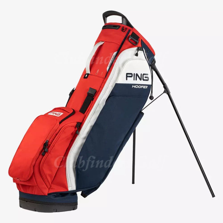 NEW Ping Hoofer 2023 Navy/Red/White Golf Stand Bag w/ Raincover